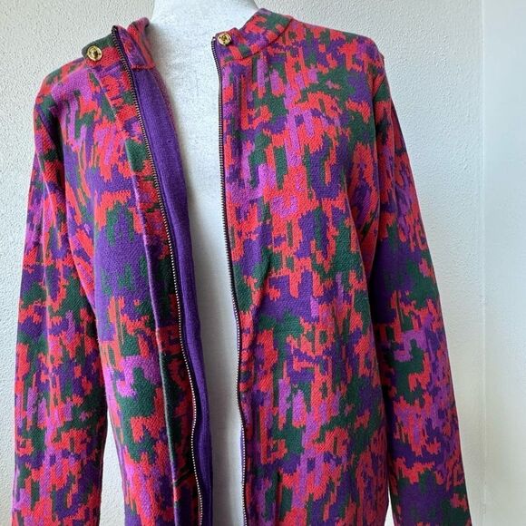 Isaac Mizrahi Live Art Deco Cardigan Sweater Knit Zip Up SZ M - Picture 12 of 16